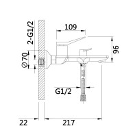 Змішувач для ванни Qtap Presto (з душовим гарнітуром) QTPRE259CRW45579 Chrome/White