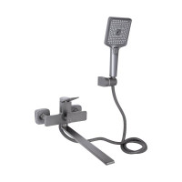 Змішувач для ванни Presto з довгим поворотним виливом (з душовим гарнітуром) QTPRE2601GRP45583 Graphite Qtap