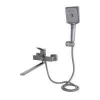 Змішувач для ванни Presto з довгим поворотним виливом (з душовим гарнітуром) QTPRE2601GRP45583 Graphite Qtap