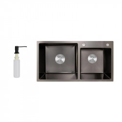 Мийка для кухні з двома чашами інтегрована Lidz Handmade H7843 (LDH7843BPVD45586) Brushed Black PVD 3,0/1,0 мм Мийка для кухні з двома чашами інтегрована Lidz Handmade H7843 (LDH7843BPVD45586) Brushed Black PVD 3,0/1,0 мм