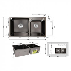 Мийка для кухні з двома чашами інтегрована Lidz Handmade H7843 (LDH7843BPVD45586) Brushed Black PVD 3,0/1,0 мм Мийка для кухні з двома чашами інтегрована Lidz Handmade H7843 (LDH7843BPVD45586) Brushed Black PVD 3,0/1,0 мм