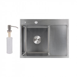 Мийка для кухні інтегрована Lidz Handmade H6350R крило праворуч (LDH6350BRUR45587) Brushed Steel 3,0/1,0 мм Мийка для кухні інтегрована Lidz Handmade H6350R крило праворуч (LDH6350BRUR45587) Brushed Steel 3,0/1,0 мм