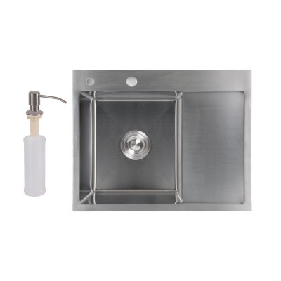 Мийка для кухні інтегрована Lidz Handmade H6350R крило праворуч (LDH6350BRUR45587) Brushed Steel 3,0/1,0 мм Мийка для кухні інтегрована Lidz Handmade H6350R крило праворуч (LDH6350BRUR45587) Brushed Steel 3,0/1,0 мм