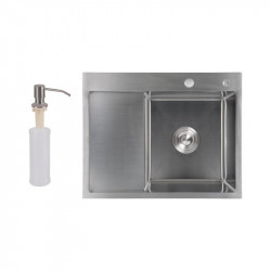 Мийка для кухні інтегрована Lidz Handmade H6350L крило ліворуч (LDH6350BRUL45588) Brushed Steel 3,0/1,0 мм Мийка для кухні інтегрована Lidz Handmade H6350L крило ліворуч (LDH6350BRUL45588) Brushed Steel 3,0/1,0 мм