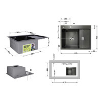 Мийка для кухні інтегрована Lidz Handmade H6350BR крило праворуч (LDH6350BRPVD45590) Brushed Black PVD 3,0/1,0 мм