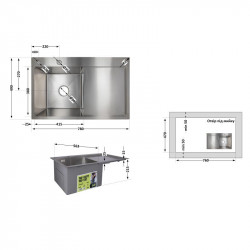 Мийка для кухні інтегрована Lidz Handmade H7849R крило праворуч (LDH7849BRUR45591) Brushed Steel 3,0/1,0 мм Мийка для кухні інтегрована Lidz Handmade H7849R крило праворуч (LDH7849BRUR45591) Brushed Steel 3,0/1,0 мм