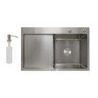 Мийка для кухні інтегрована Lidz Handmade H7849L крило ліворуч (LDH7849BRUL45592) Brushed Steel 3,0/1,0 мм Мийка для кухні інтегрована Lidz Handmade H7849L крило ліворуч (LDH7849BRUL45592) Brushed Steel 3,0/1,0 мм