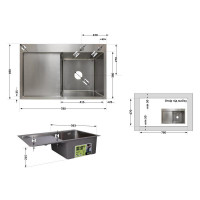 Мийка для кухні інтегрована Lidz Handmade H7849L крило ліворуч (LDH7849BRUL45592) Brushed Steel 3,0/1,0 мм Мийка для кухні інтегрована Lidz Handmade H7849L крило ліворуч (LDH7849BRUL45592) Brushed Steel 3,0/1,0 мм