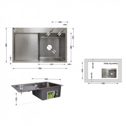 Мийка для кухні інтегрована Lidz Handmade H7849L крило ліворуч (LDH7849BRUL45592) Brushed Steel 3,0/1,0 мм Мийка для кухні інтегрована Lidz Handmade H7849L крило ліворуч (LDH7849BRUL45592) Brushed Steel 3,0/1,0 мм