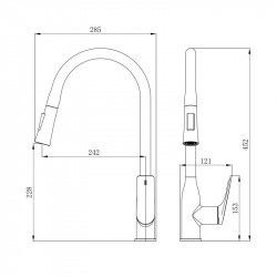 Змішувач для кухні Qtap Vlasta New з висувним виливом QTVLA344CRM45646 Chrome