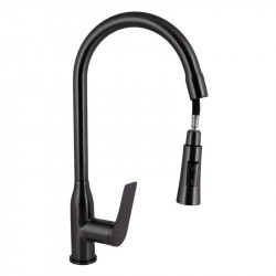 Змішувач для кухні Qtap Vlasta New з висувним виливом QTVLA344GMB45647 Gunmetal Black PVD