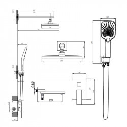Душова система універсальна Qtap Gemini прихованого монтажу на три споживача QTGEM114CRM45702 Chrome
