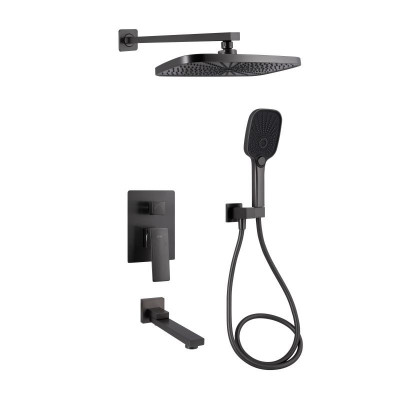 Душова система універсальна Qtap Gemini прихованого монтажу на три споживача QTGEM114GMB45704 Gunmetal Black PVD Душова система універсальна Qtap Gemini прихованого монтажу на три споживача QTGEM114GMB45704 Gunmetal Black PVD