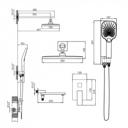 Душова система універсальна Qtap Gemini прихованого монтажу на три споживача QTGEM114GMB45704 Gunmetal Black PVD Душова система універсальна Qtap Gemini прихованого монтажу на три споживача QTGEM114GMB45704 Gunmetal Black PVD