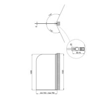 Штора на ванну Qtap Standard BLM407513APR скло Pear 6 мм, 75х140 см, права