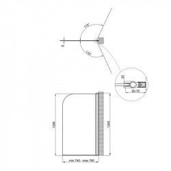 Штора на ванну Qtap Standard BLM407513APR скло Pear 6 мм, 75х130 см, права
