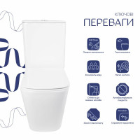 Унітаз підлоговий Qtap Tern Ultra Quiet безобідковий з сидінням Soft-Close QT17226003AW White