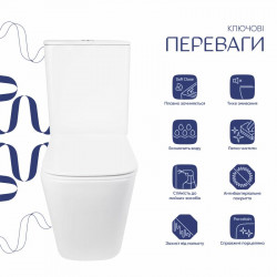 Унітаз підлоговий Qtap Tern Ultra Quiet безобідковий з сидінням Soft-Close QT17226003AW White