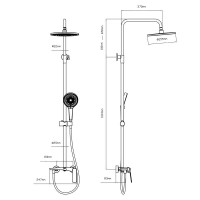 Душова система для душу Qtap Slavonice на два споживача QTSLA110BLM45914 Black Matt