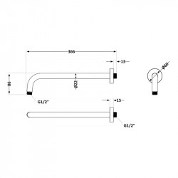 Кронштейн для верхнього душу Qtap Trubice 370 мм округлий QTTRU120BLM45927 Black Matt Кронштейн для верхнього душу Qtap Trubice 370 мм округлий QTTRU120BLM45927 Black Matt