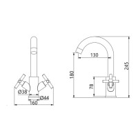 Змішувач для кухні Lidz Wind 161F двохвентильний LDWIN161FNKS46098 Nickel Змішувач для кухні Lidz Wind 161F двохвентильний LDWIN161FNKS46098 Nickel