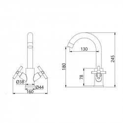 Змішувач для кухні Lidz Wind 161F двохвентильний LDWIN161FNKS46098 Nickel