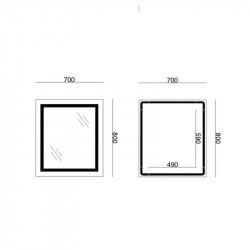 Дзеркало Lidz Kubis 700х800 з LED-підсвічуванням Touch, з антизапотіванням, з димером, рег. яскравості LD78LF9048070