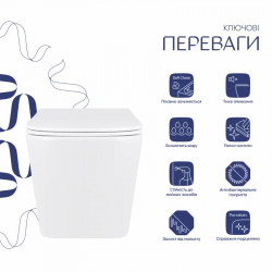 Унітаз підвісний Qtap Tern Ultra Quiet безобідковий з сидінням Soft-close WHITE QT17332303AW Унітаз підвісний Qtap Tern Ultra Quiet безобідковий з сидінням Soft-close WHITE QT17332303AW