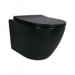 Унітаз підвісний Qtap Robin New Ultra Quiet безобідковий з сидінням Soft-close MATT BLACK QT13332381АSMB