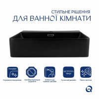 Раковина Qtap Nando LT 500х420х130 Matt black QT12116146AMB Раковина Qtap Nando LT 500х420х130 Matt black QT12116146AMB