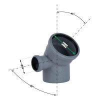 Відвід (коліно) 2P (R) 110/110/45+50/90 ліве TA Sewage