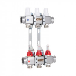 Колектор з витратомірами (нерж.) 1"х3 Icma № К073 Колектор з витратомірами (нерж.) 1"х3 Icma № К073