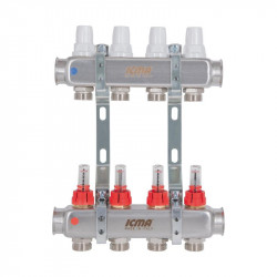 Колектор із витратомірами (нерж.) 1"х4 Icma № К073 Колектор із витратомірами (нерж.) 1"х4 Icma № К073
