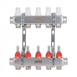 Колектор із витратомірами (нерж.) 1"х5 Icma № К073 Колектор із витратомірами (нерж.) 1"х5 Icma № К073