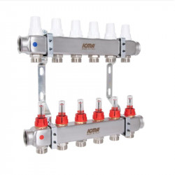 Колектор з витратомірами (нерж.) 1" х6 Icma № К073 Колектор з витратомірами (нерж.) 1" х6 Icma № К073