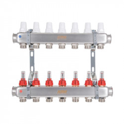 Колектор з витратомірами (нерж.) 1" х7 Icma № К073 Колектор з витратомірами (нерж.) 1" х7 Icma № К073