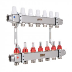 Колектор з витратомірами (нерж.) 1" х7 Icma № К073 Колектор з витратомірами (нерж.) 1" х7 Icma № К073