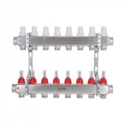 Колектор з витратомірами (нерж.) 1" х8 Icma № К073 Колектор з витратомірами (нерж.) 1" х8 Icma № К073