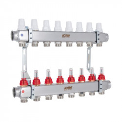 Колектор з витратомірами (нерж.) 1" х8 Icma № К073 Колектор з витратомірами (нерж.) 1" х8 Icma № К073