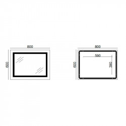 Дзеркало Lidz Kubis 800х600 з LED-підсвічуванням Touch, з антизапотіванням, з димером, рег. яскравості LD78LF9047400