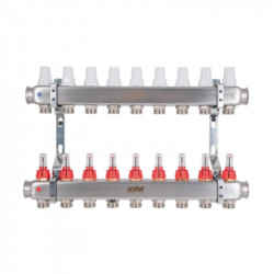 Колектор з витратомірами (нерж.) 1" х9 Icma № К073 Колектор з витратомірами (нерж.) 1" х9 Icma № К073