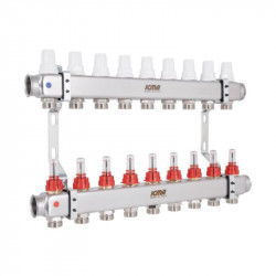 Колектор з витратомірами (нерж.) 1" х9 Icma № К073 Колектор з витратомірами (нерж.) 1" х9 Icma № К073