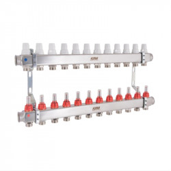 Колектор Icma № К073 з витратомірами (нерж.) 1" х 3/4" на 12 виходів Колектор Icma № К073 з витратомірами (нерж.) 1" х 3/4" на 12 виходів