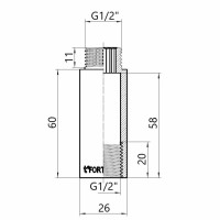 Thermo Alliance Forte Подовжувач хром. 1/2" ВЗ 60мм TAF1301560 Thermo Alliance Forte Подовжувач хром. 1/2" ВЗ 60мм TAF1301560
