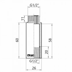 Thermo Alliance Forte Подовжувач хром. 1/2" ВЗ 60мм TAF1301560