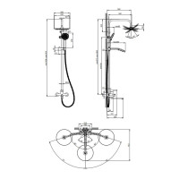 Душова система латунна універсальна Lidz Astra 1030 на три споживача (з виливом) (k35) LDAST1030CRM48086 Chrome