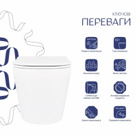 Унітаз підвісний Qtap Scorpio безободковий Ultra Quiet з сидінням Soft-close QT14332380ASW