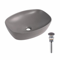 Раковина накладна Qtap Robin 500х380х140 мм, Stone grey, прямокутна, з донним клапаном QT04116302SG Раковина накладна Qtap Robin 500х380х140 мм, Stone grey, прямокутна, з донним клапаном QT04116302SG