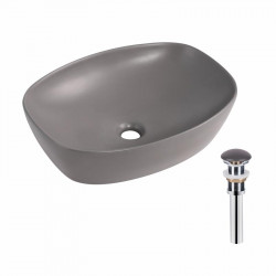 Раковина накладна Qtap Robin 500х380х140 мм, Stone grey, прямокутна, з донним клапаном QT04116302SG Раковина накладна Qtap Robin 500х380х140 мм, Stone grey, прямокутна, з донним клапаном QT04116302SG