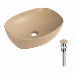 Раковина накладна Qtap Robin 500х380х140 мм, Beige, прямокутна, з донним клапаном QT04116302SB Раковина накладна Qtap Robin 500х380х140 мм, Beige, прямокутна, з донним клапаном QT04116302SB